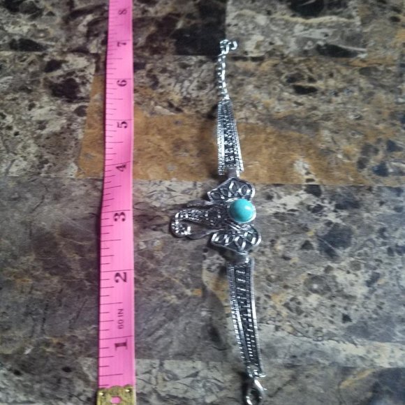 Boho Elephent Bracelet Silver Tone And Turquoise - Picture 2 of 3